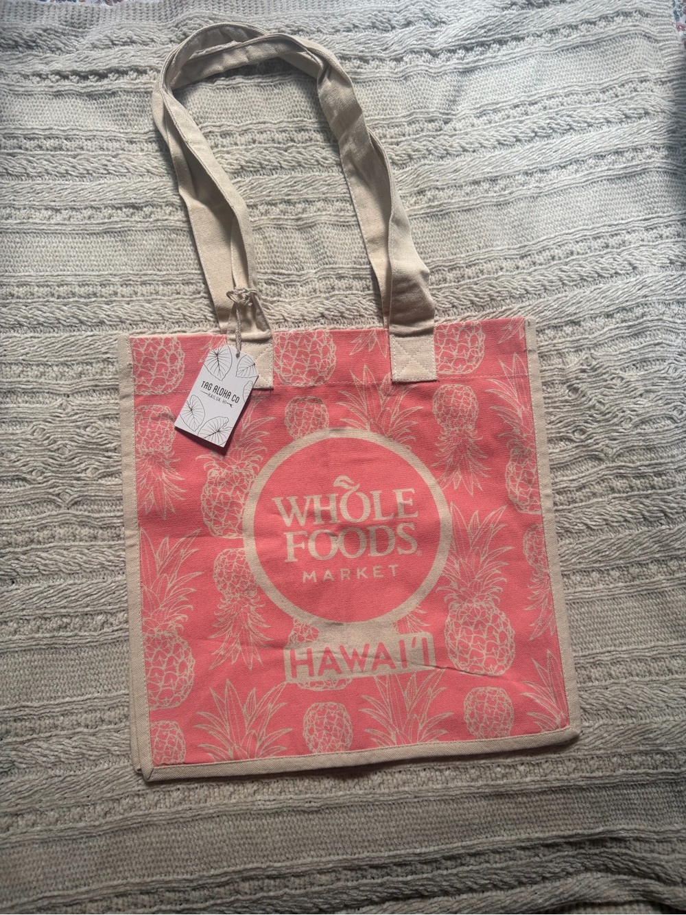 Whole Foods Market Hawaii Pink Canvas Tote Bag